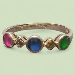 Marsala Slender 3 Gemstone Sterling Silver Stackable Ring
